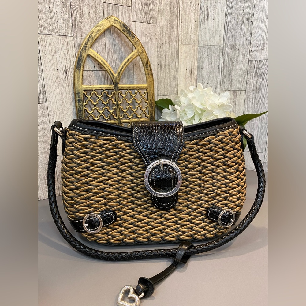 Brighton Vintage Woven & Black Shoulder Bag